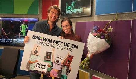 Luisteraar wint 28.500,-- euro bij Radio 538
