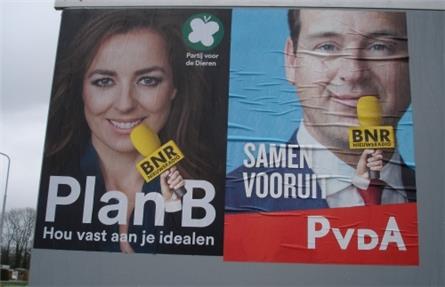 Verkiezingsborden voeren campagne voor BNR
