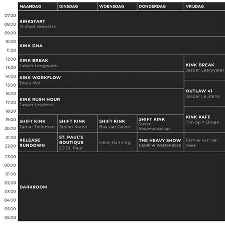 Kink maakt programmering bekend