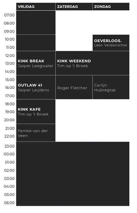 Kink maakt programmering bekend