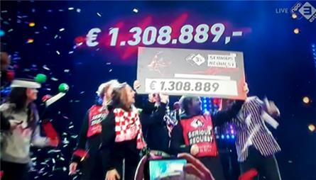 Opbrengst 3FM Serious Request dit jaar 1.308.889 euro
