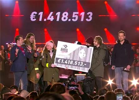 Voorlopige eindstand 3FM Serious Request: 1.418.513 euro